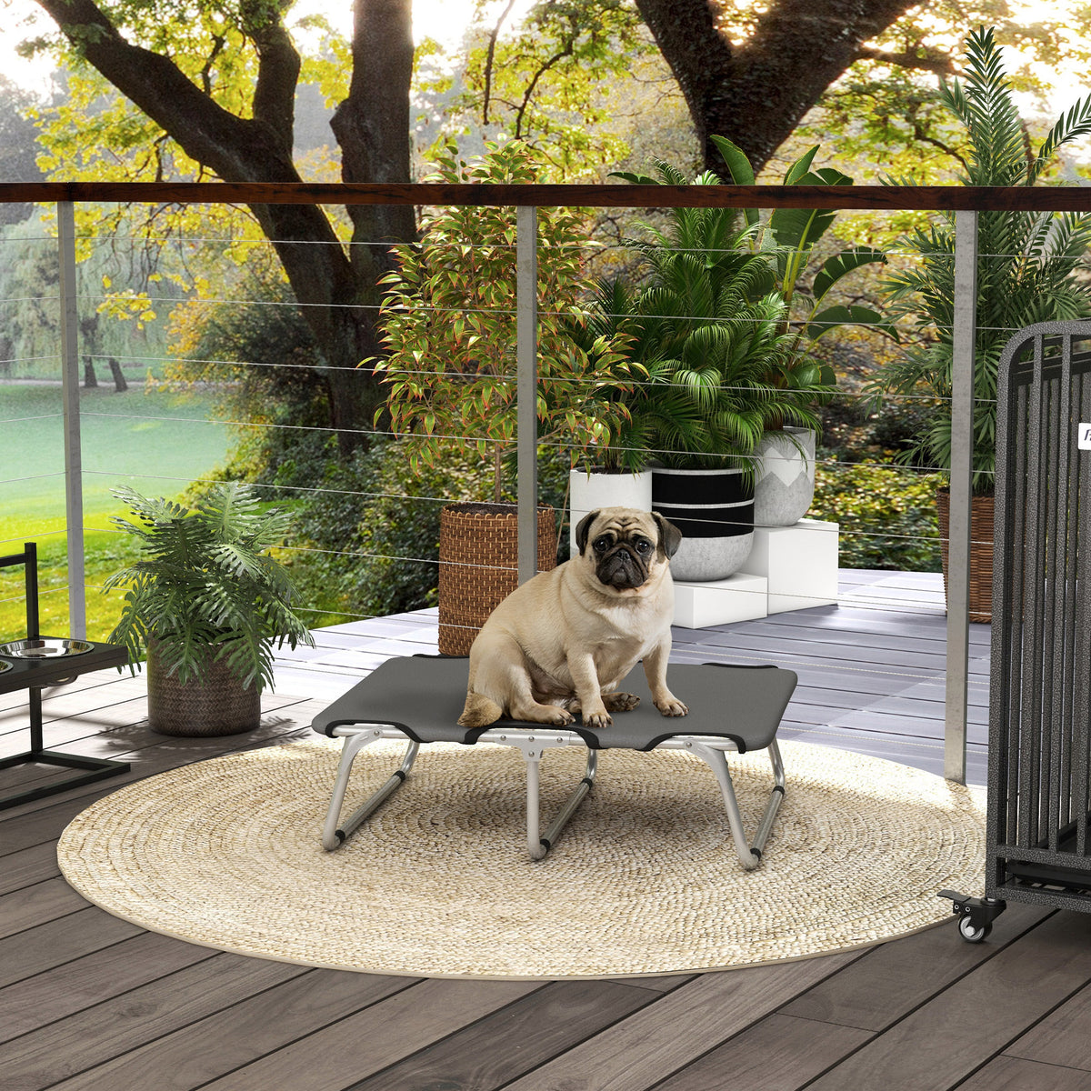 Dog bed, foldable, robust & comfortable, up to 10kg, 71x58x20cm, grey (2)