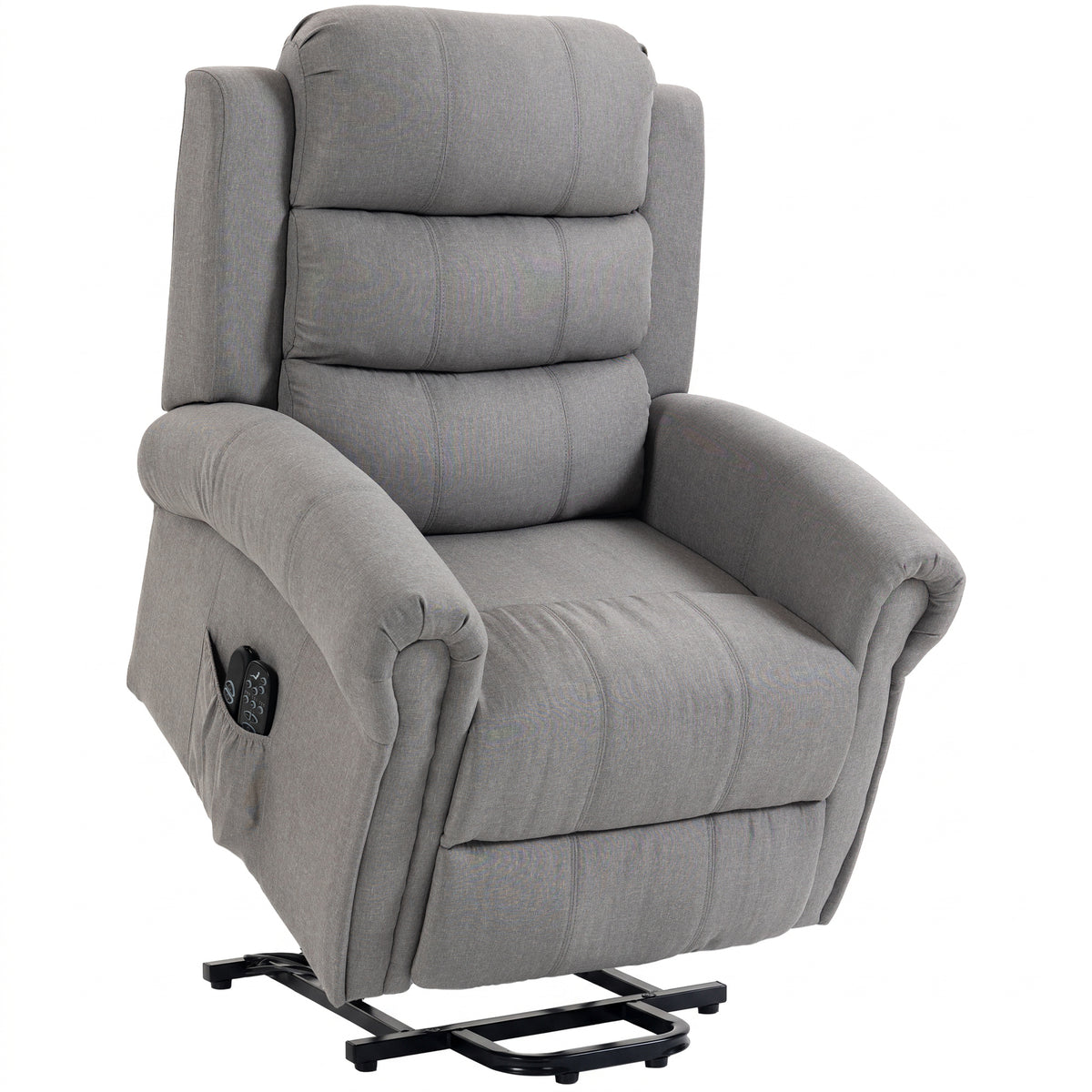 Massage chair with lift assist, recliner, vibration motors, with tilt function, linen look, light grey