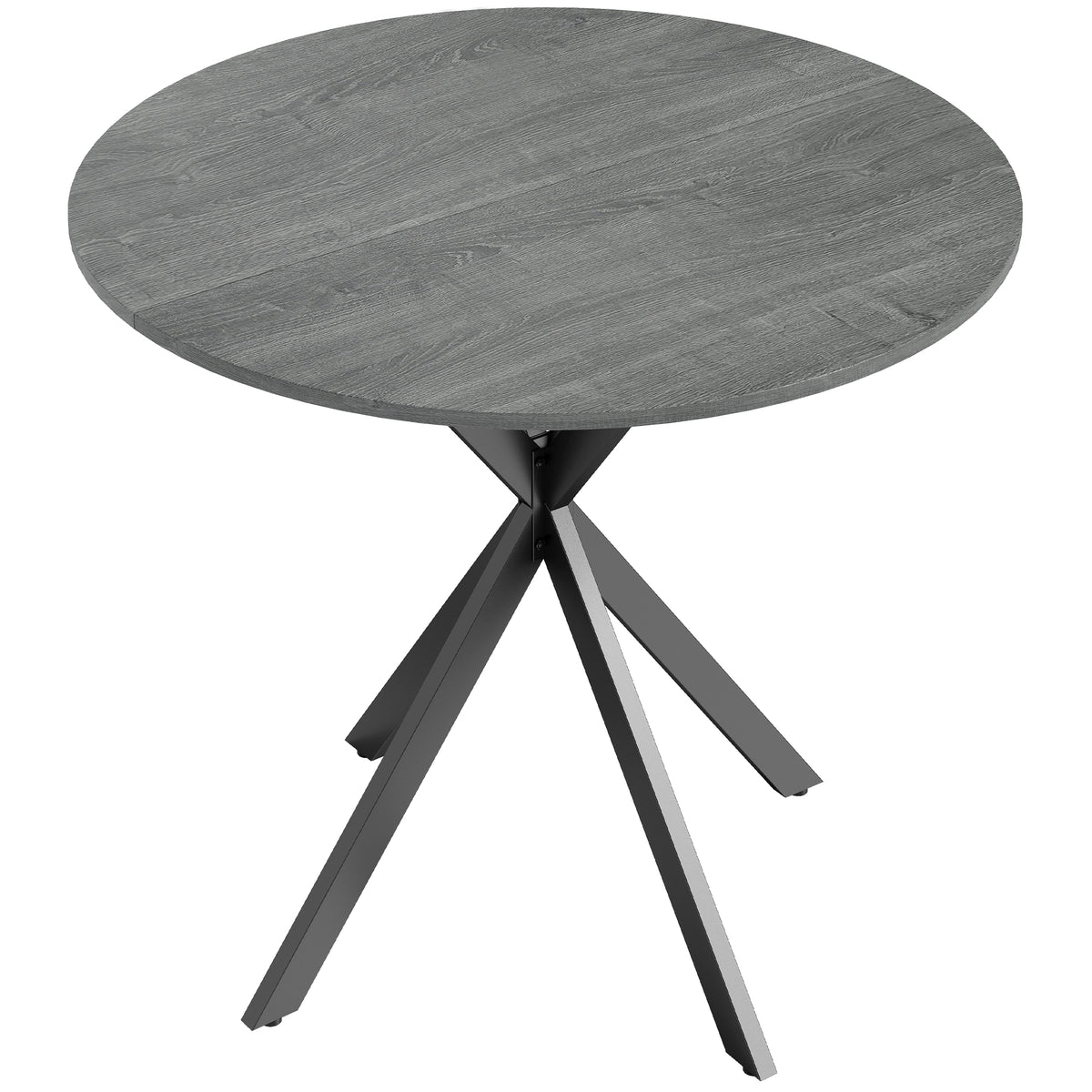Round kitchen table, 80 cm, compact tabletop, chipboard, metal, grey