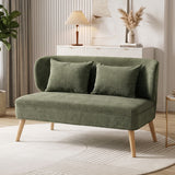 2-seater sofa, small chenille sofa with wingback, thick seat, rubberwood legs, dark green (8)