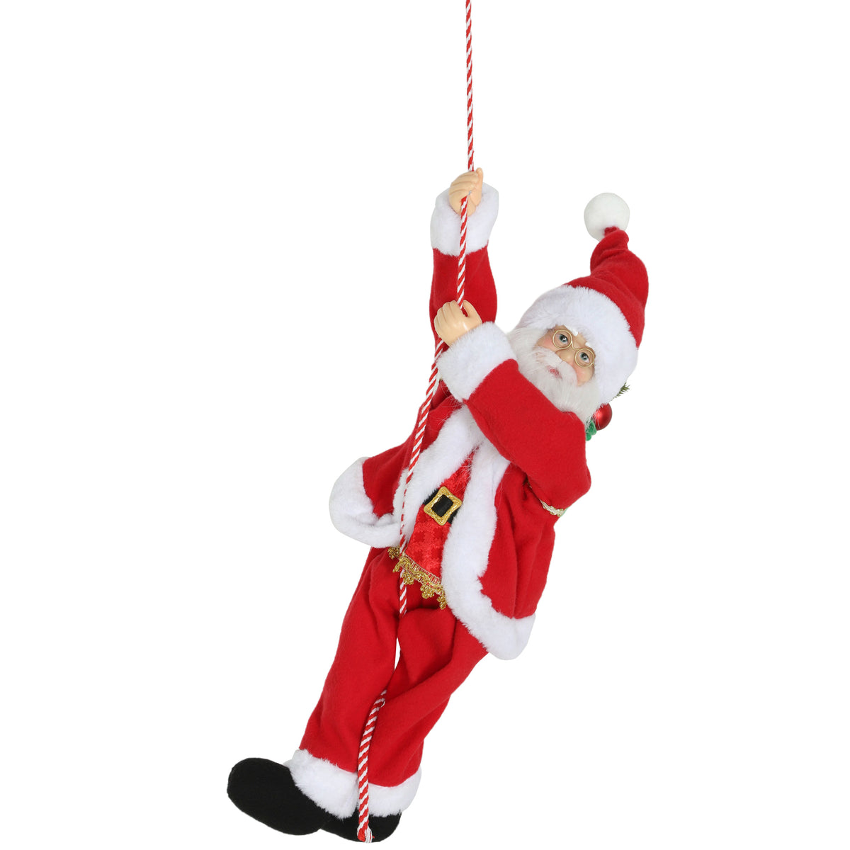 Santa Claus 60 cm Singing and Climbing Santa with Gift Rope Sound Function Indoor, Red