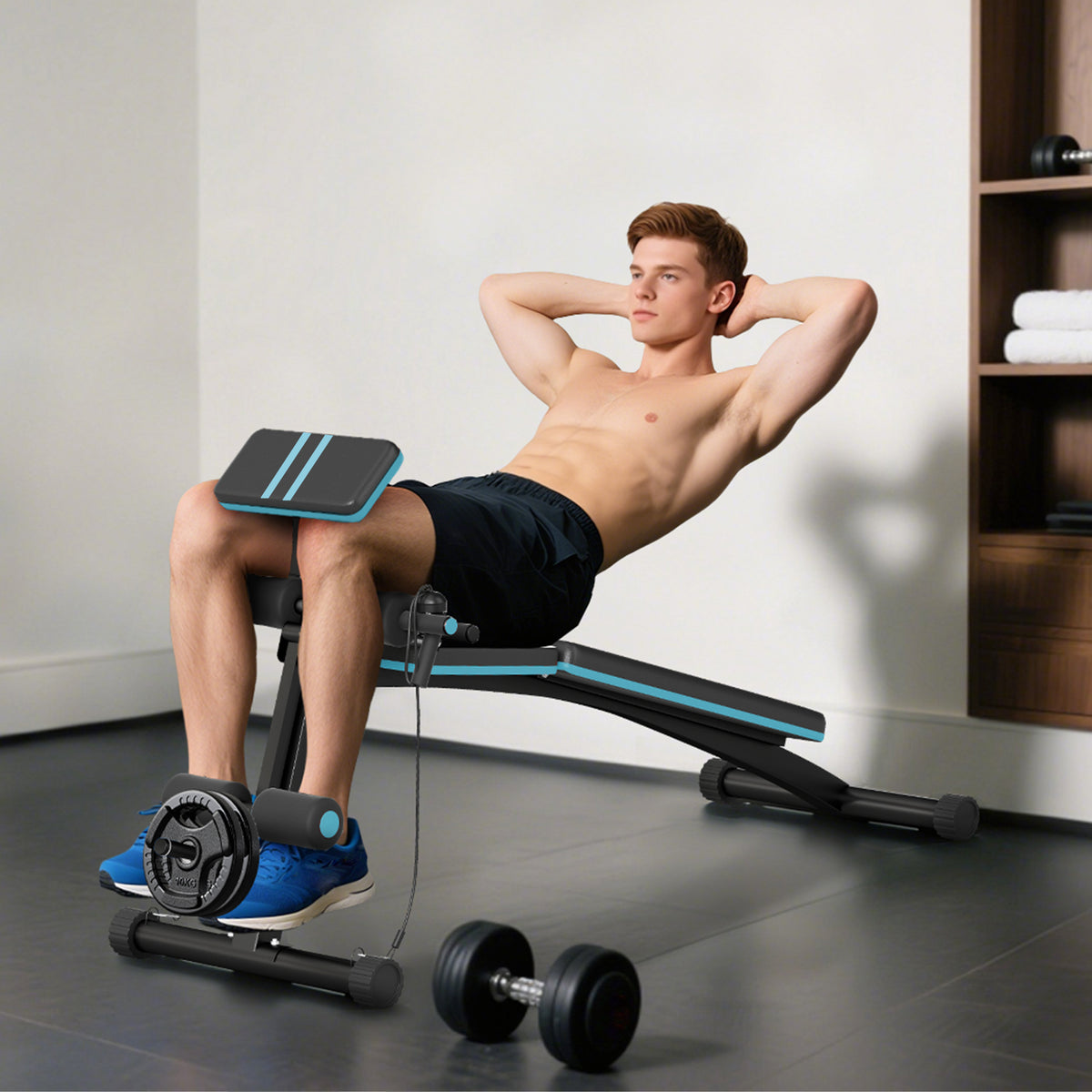 Weight bench, foldable training bench with 7-position adjustable backrest, fitness bench with a load capacity of (2)