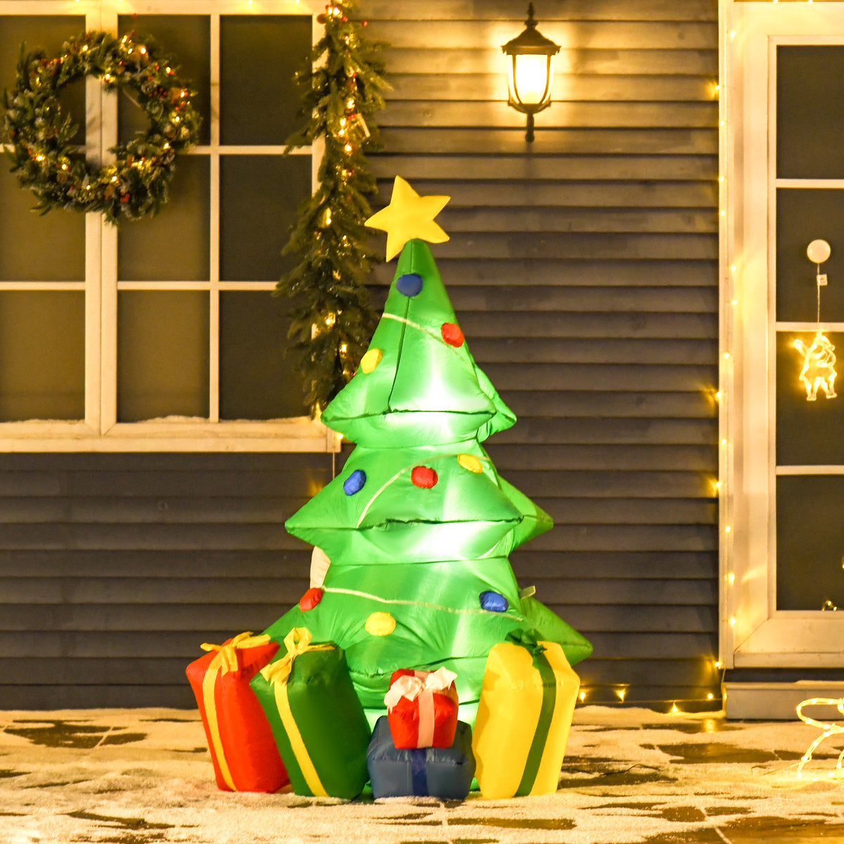 Inflatable Christmas decoration with LED light, gifts, 150 cm, waterproof, for Christmas parties (2)