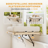 Cat house with mount for windowsills and radiators, cushion, wooden frame, white (4)