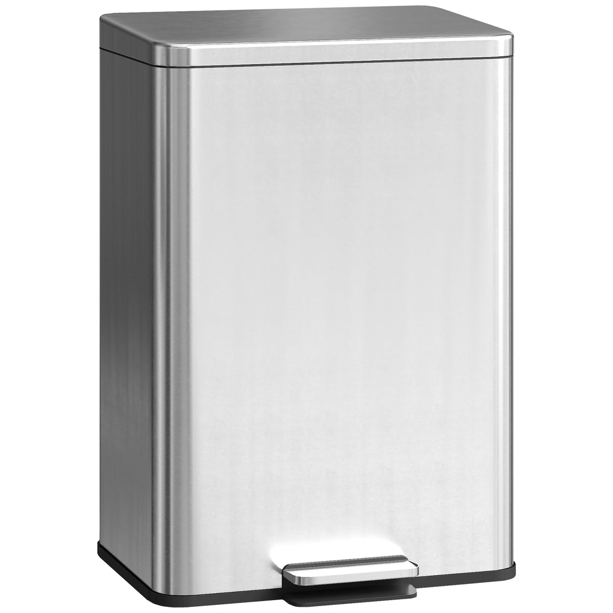 Trash can 20 L pedal bin with soft-close lid, pedal, removable inner bucket silver, 34.2 x 30.6 x 44.2 cm