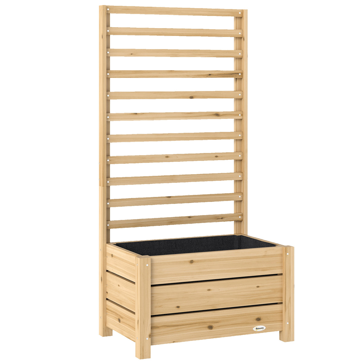 Raised bed with trellis wooden elevated flower box with lattice drainage hole non-woven fabric 60 x 39 x 120 cm