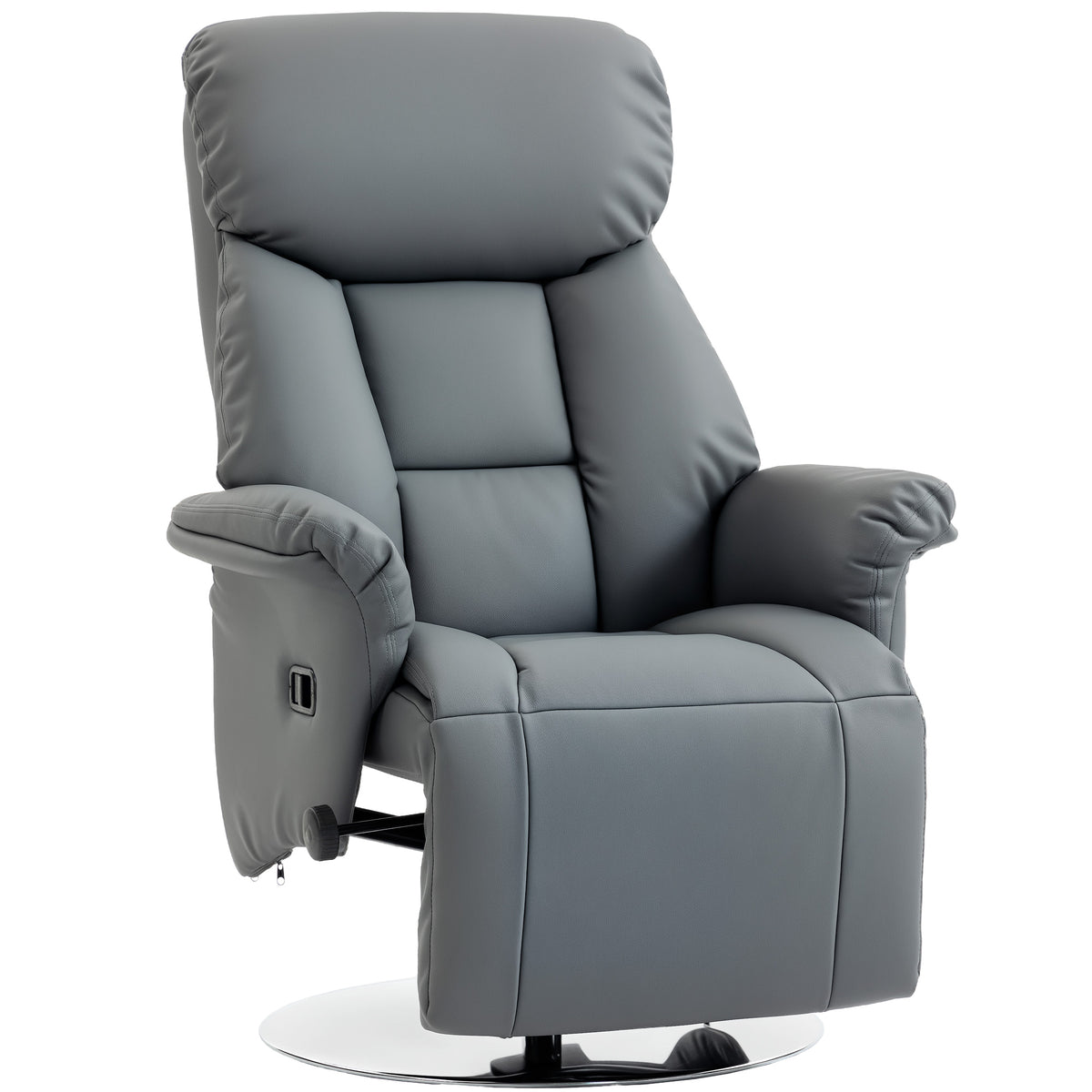 Recliner chair, reclining function, leather look, footrest, up to 120 kg, 78 x 80 x 109 cm, grey