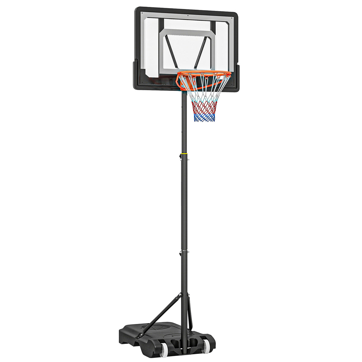 Basketball stand with wheels, 83x55cm backboard, mobile basketball hoop with stand, adjustable hoop height 156