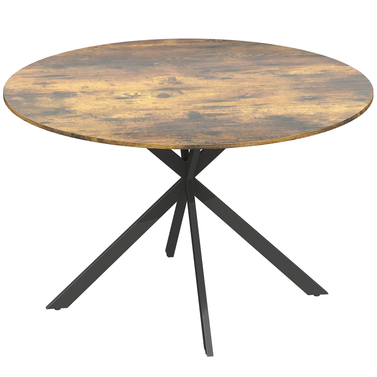 Round dining table for 4 people, industrial-style kitchen table with steel legs, for dining room, kitchen