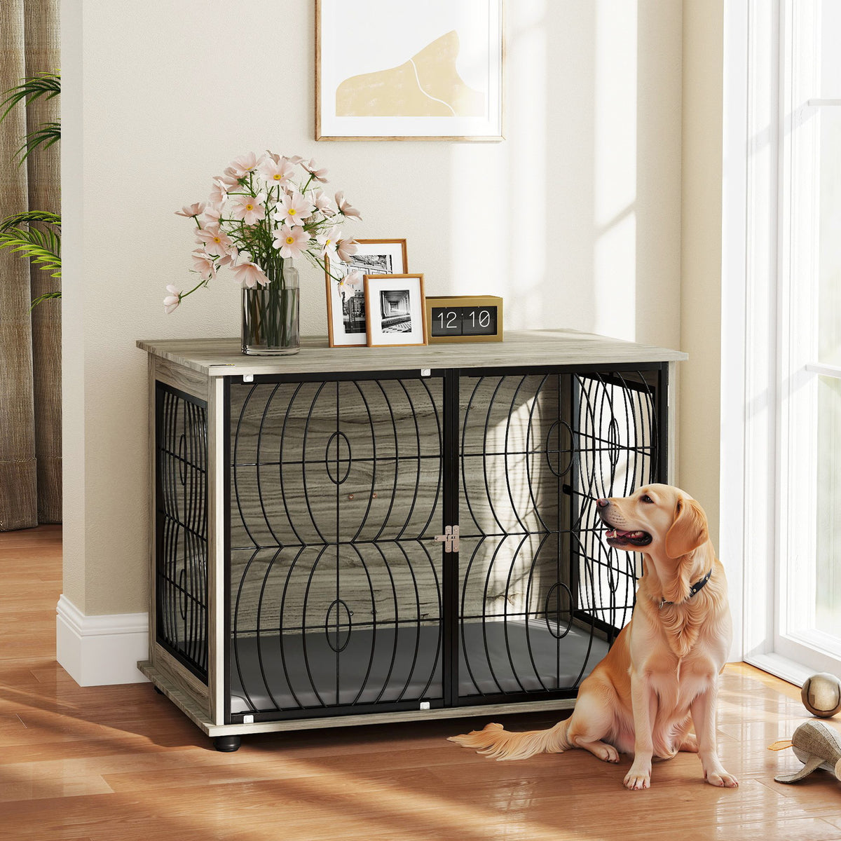 Dog crate, dog box, lockable enclosure for large dogs, gray (2)