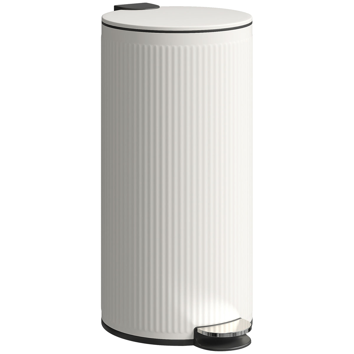 30 L Trash Can, Pedal Bin with Soft-Close Lid, Metal Inner Bucket, Black, 36 x 30 x 60.5 cm