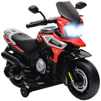 Electric motorcycle for children aged 18-36 months, ride-on vehicle, training wheels, lights, music, plastic