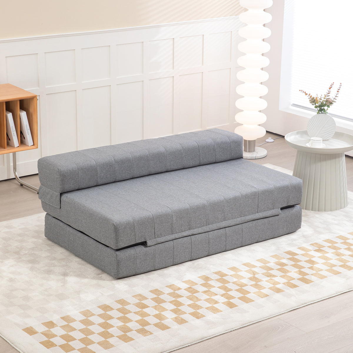 Folding armchair with bed function, guest bed, foldable, up to 250 kg, 138x80x50 cm, grey (2)