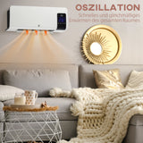 Electric heater, wall-mounted, oscillation function, 2 modes, timer, LED display, white (7)