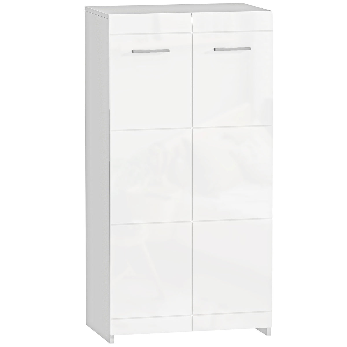 High-gloss shoe cabinet, shoe storage with adjustable shelves for hallway, entryway, space for 10 pairs, white