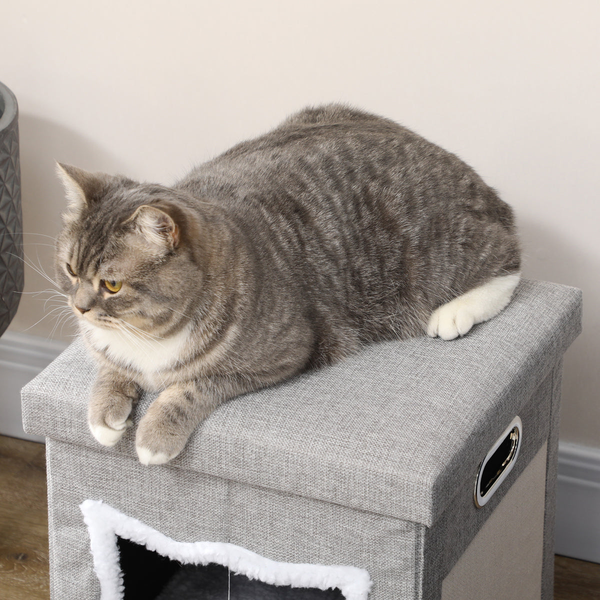 Cat cave, cat house, incl. play ball, washable cushion, 35.5 cm x 35.5 cm x 42.5 cm (9)