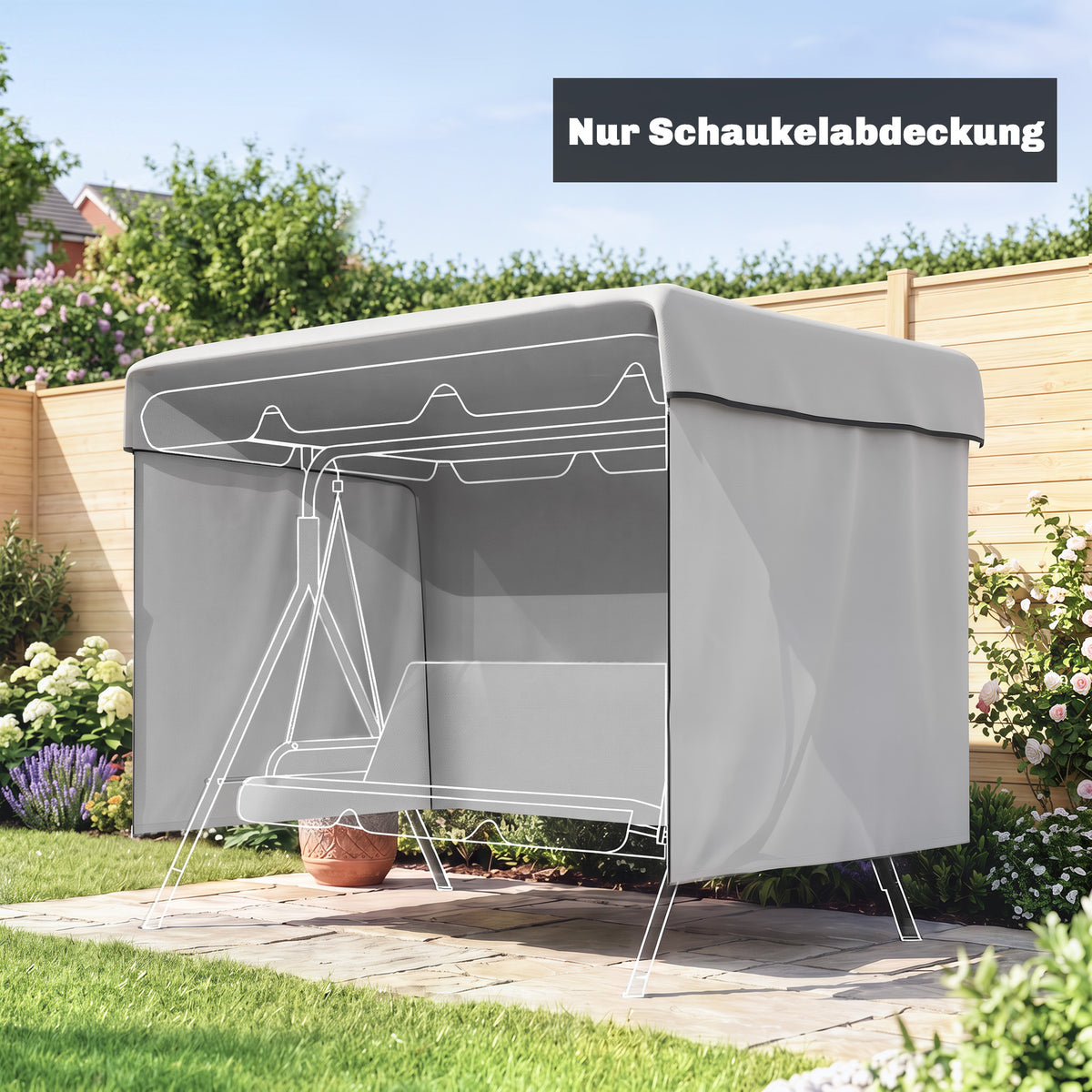 Patio furniture cover, protective cover for outdoor furniture, 215 cm x 155 cm x 150 cm, gray (2)