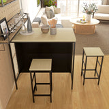 Bar set, 2 bar stools & 1 bar table, stain-resistant, stable, steel frame, black/oak (8)