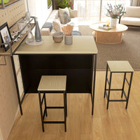 Bar set, 2 bar stools & 1 bar table, stain-resistant, stable, steel frame, black/oak (8)