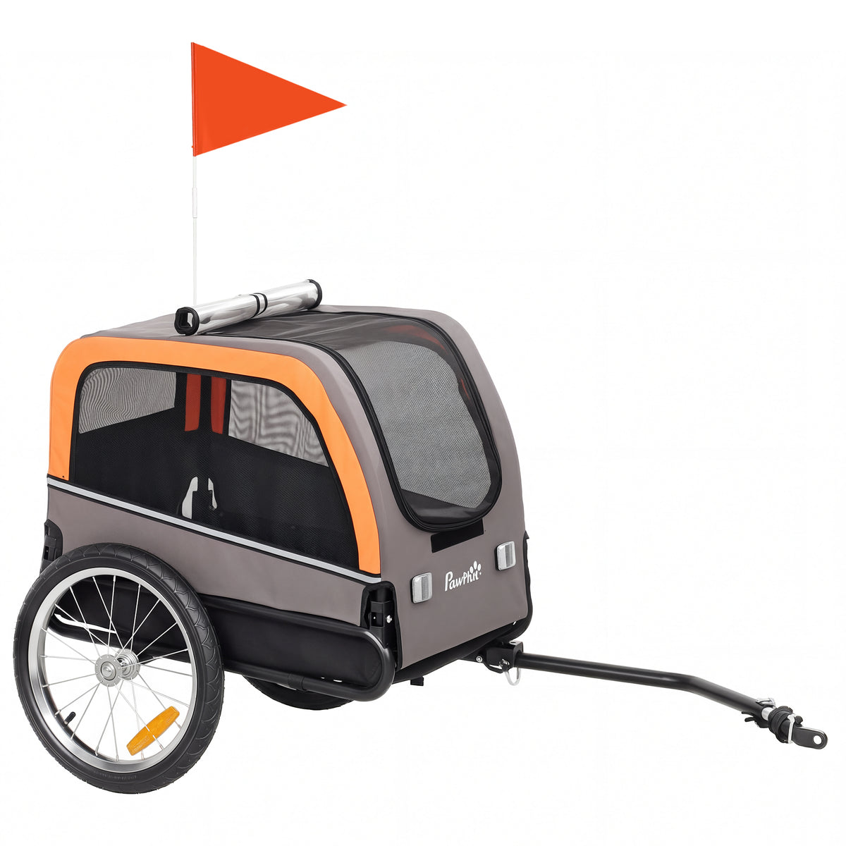 Dog Trailer Foldable Bicycle Trailer with Safety Reflectors for Small to Medium-Sized Dogs up to 20 kg Orange