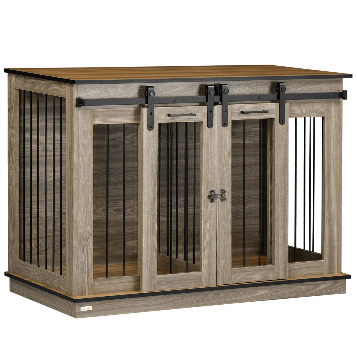 Dog crate with 2 doors, transport box for dogs, rustic design, lockable, brown