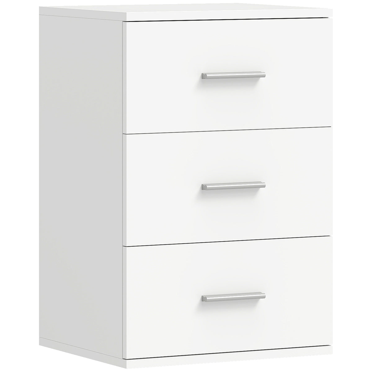 Nightstand with 3 drawers, side chest for bedroom, MDF, white