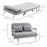 Sofa bed, double sofa, guest bed, including 2 cushions, gray (3)
