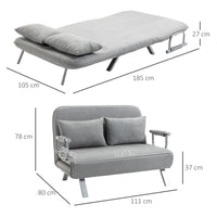 Sofa bed, double sofa, guest bed, including 2 cushions, gray (3)