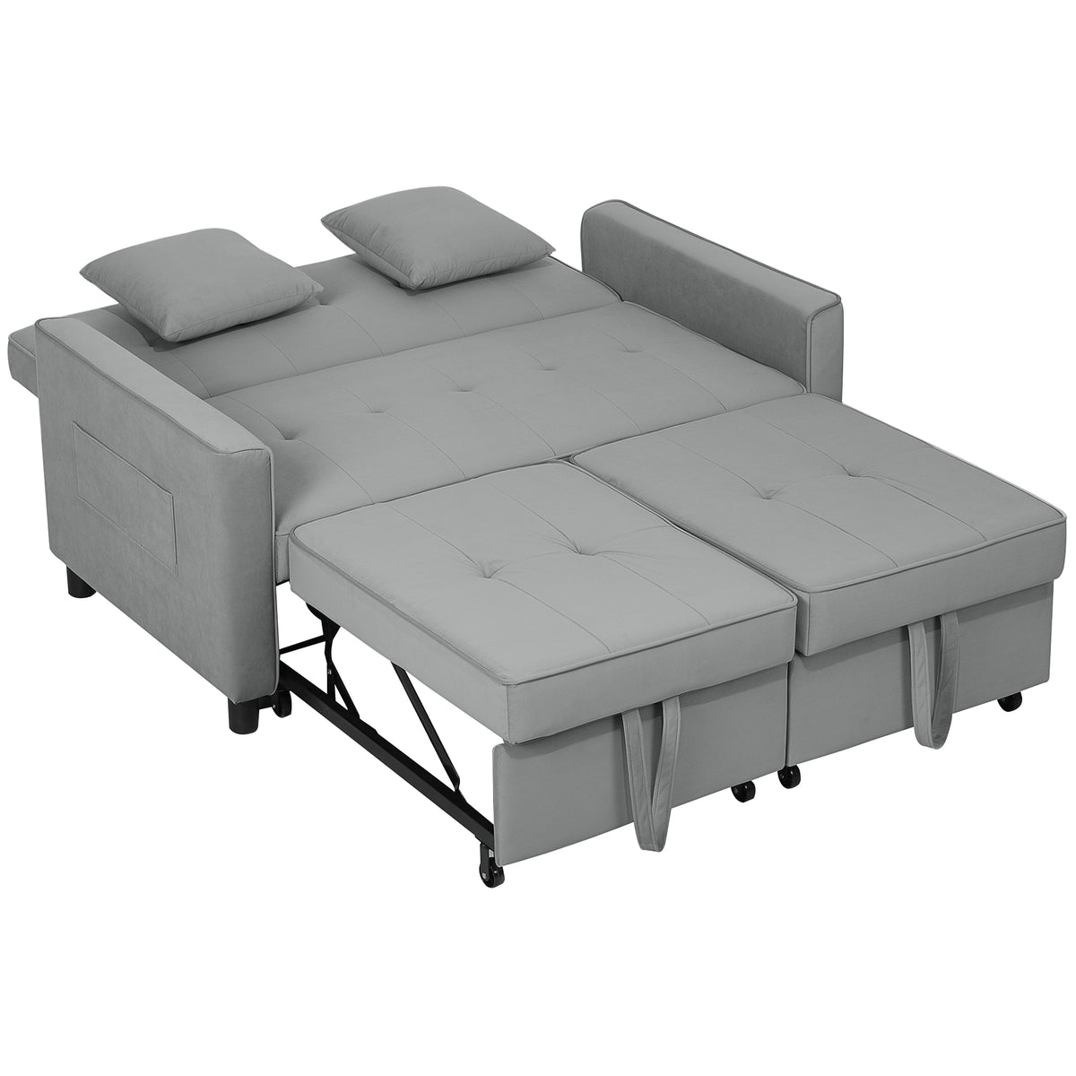 4-in-1 Sofa, Adjustable Couch, Sofa Bed, with Cushions, Fabric Upholstery, for Living Room, Bedroom, Gray
