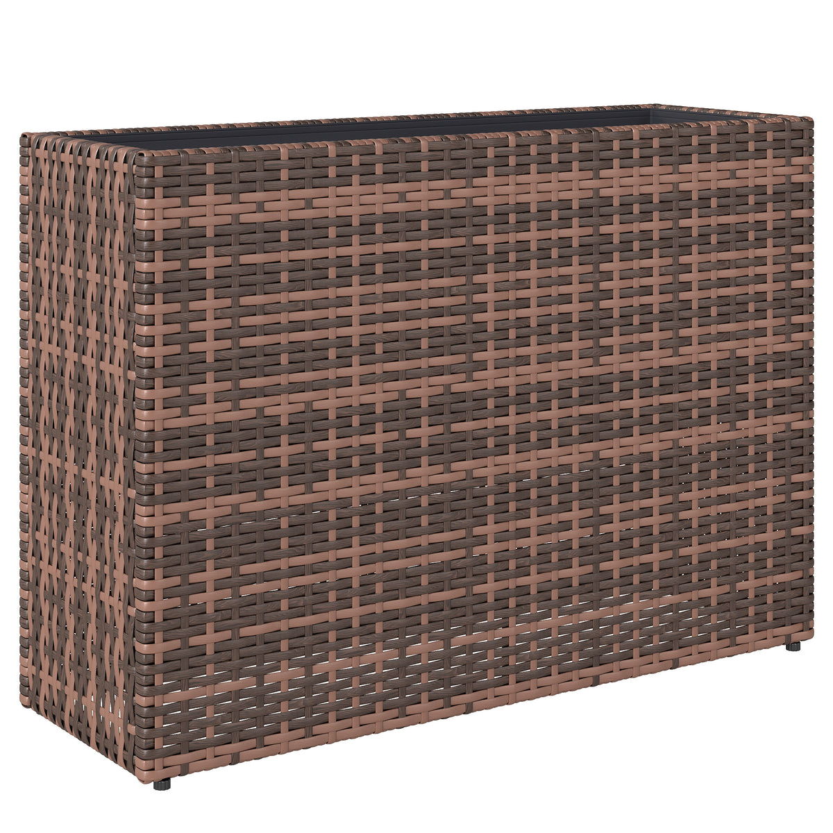 Raised garden bed with adjustable legs, rattan planter box with removable liner for patio and balcony, brown