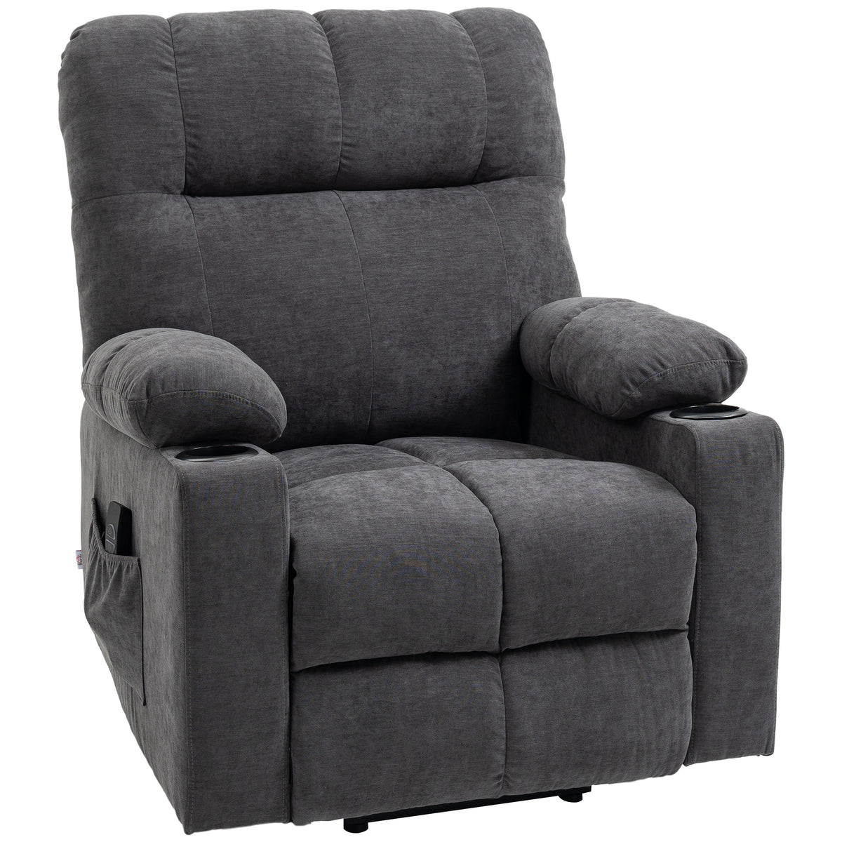 Lift-assist recliner, reclining function, incl. remote control, 144 cm x 91 cm x 88 cm, dark grey