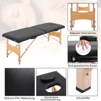 Portable Massage Table 2-Zone Foldable Height-Adjustable Massage Bed 60 cm Wide with Carrying Case Wooden Legs (5)