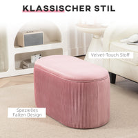 Bench, storage bench, upholstered bench, ottoman, retro design, velvet look, 81 cm x 40 cm x 41 cm, old rose (4)