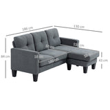 L-shaped corner sofa, reversible chaise longue, upholstered sofa, dark grey (3)