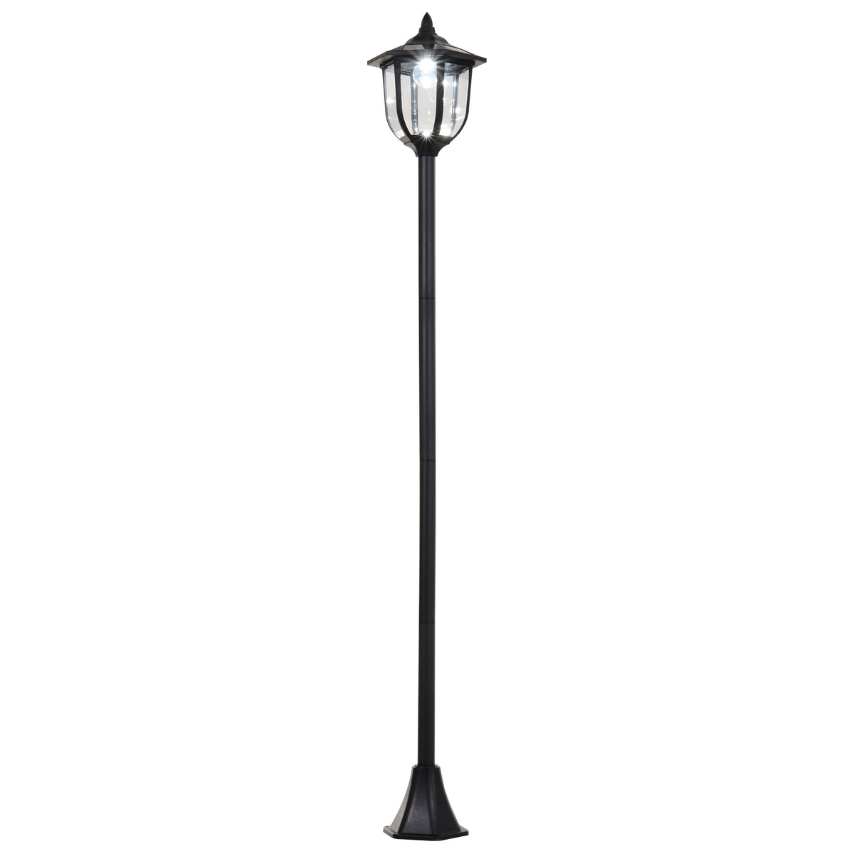 Solar LED garden lantern, plastic lantern, outdoor light for indoor and outdoor use, 177 cm high, garden light