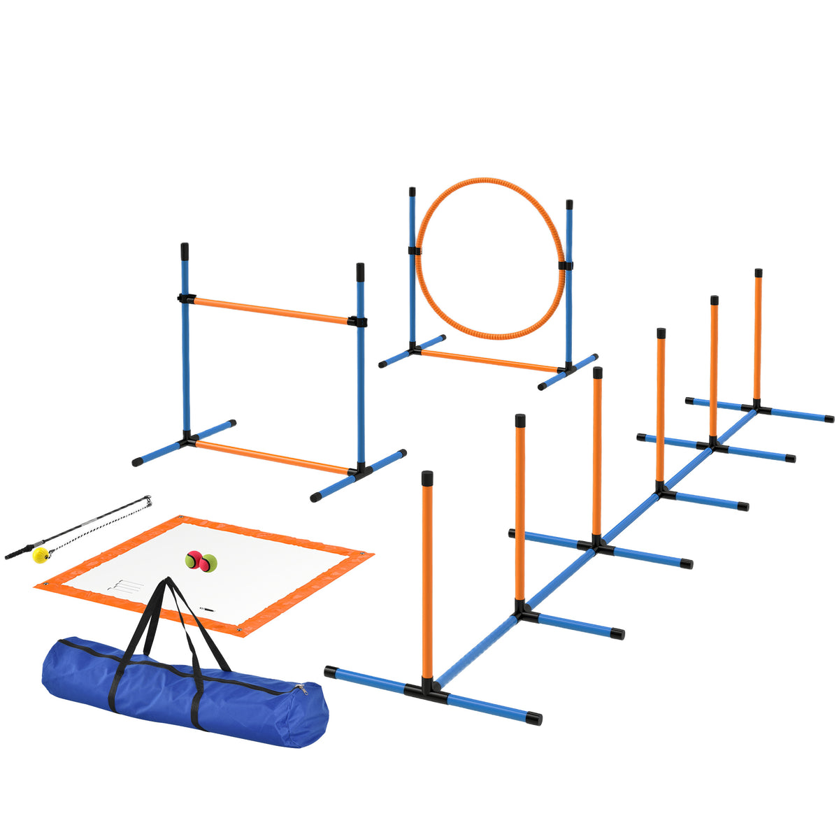 7-Piece Dog Agility Set Agility Equipment for Dog Training Adjustable Hurdle Set for Games and Training