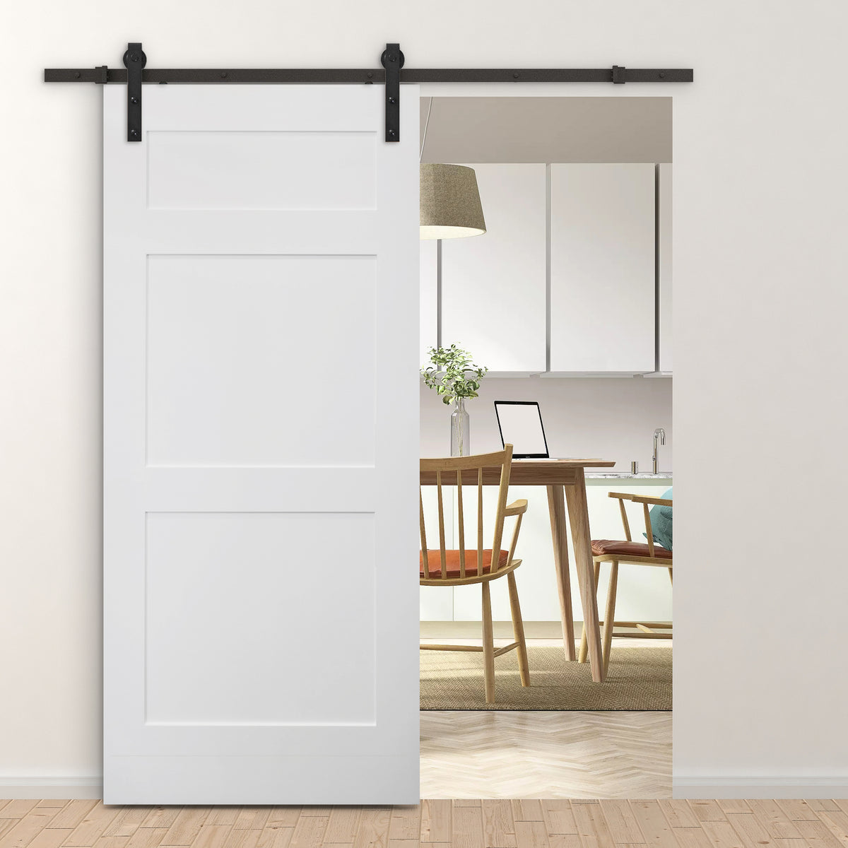 Sliding door track kit, up to 90 kg, carbon steel, 200 cm, black, tools included (10)