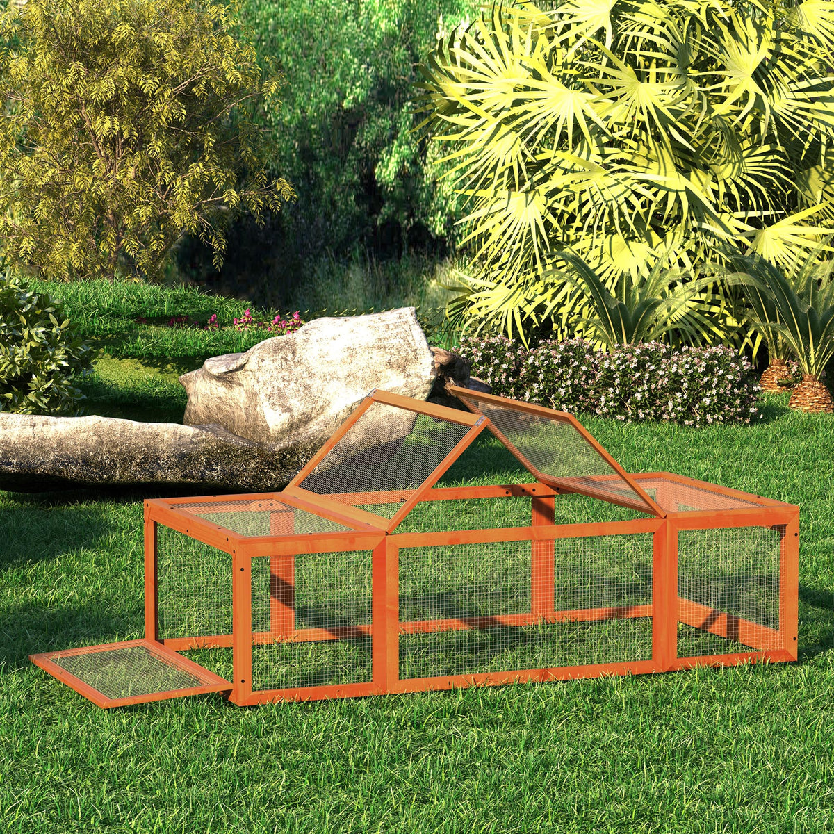 Small animal enclosure, hinged roof, fir wood, orange (2)