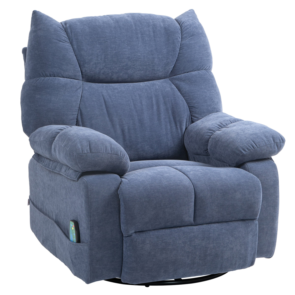 Massage chair with heat & recline function, swiveling, up to 150 kg, metal frame, 98x90x98cm, blue