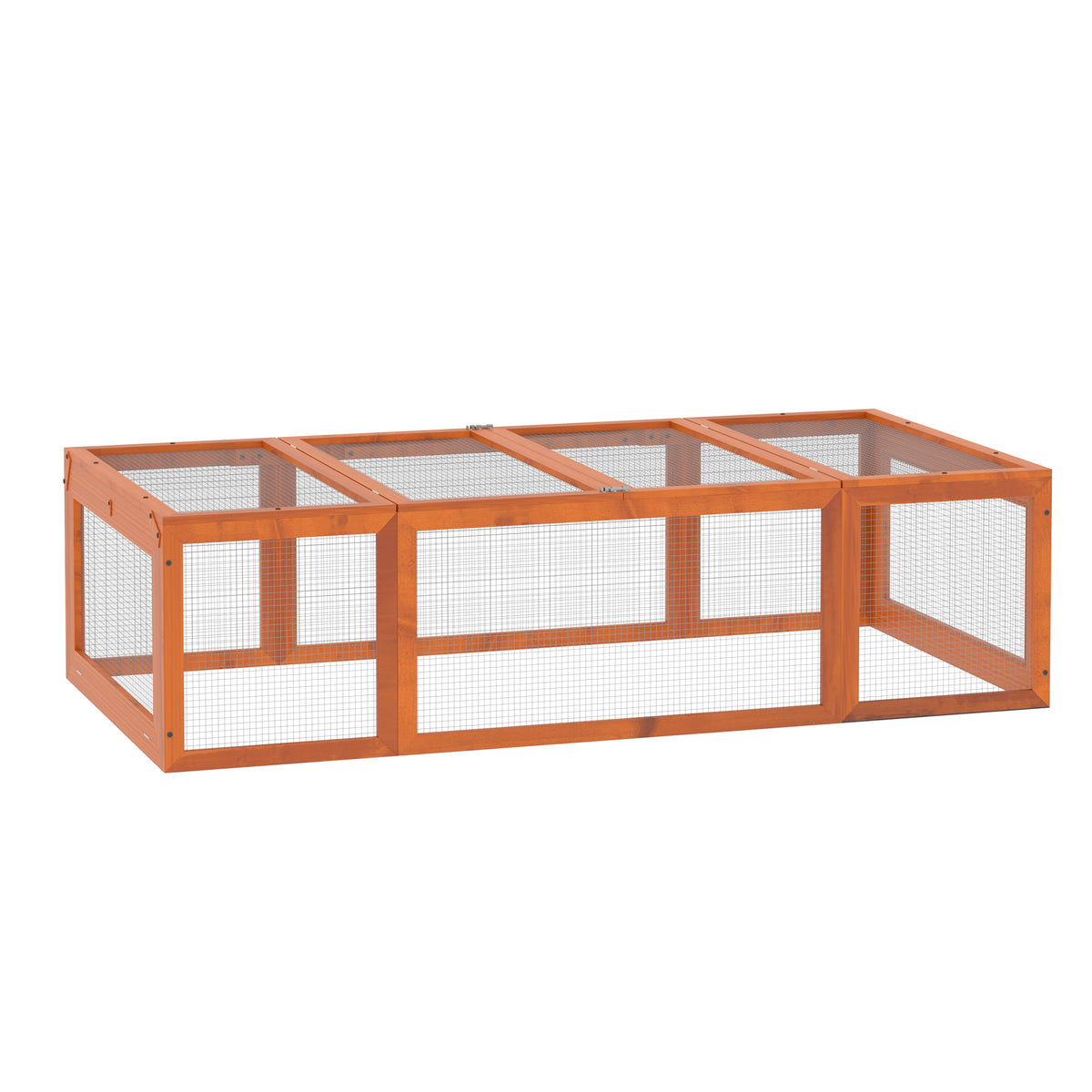Small animal enclosure, hinged roof, fir wood, orange