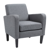 Single armchair, recliner, upholstered armchair with wooden legs, linen-look fabric, 66 x 72 x 74 cm, light grey (10)