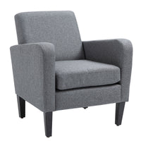 Single armchair, recliner, upholstered armchair with wooden legs, linen-look fabric, 66 x 72 x 74 cm, light grey (10)