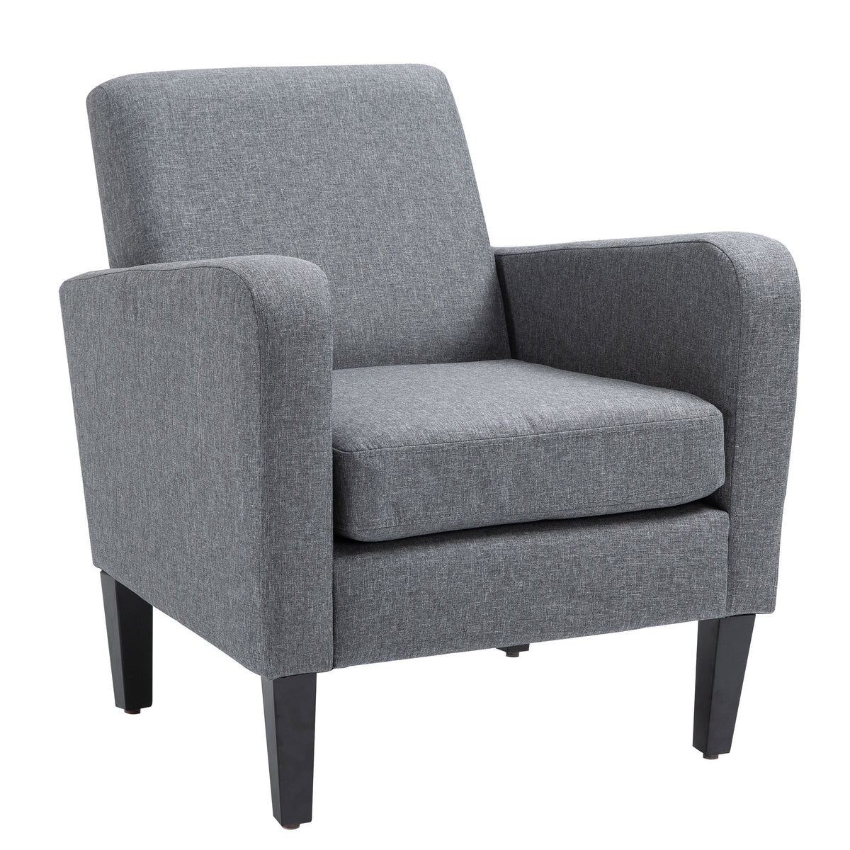 Single armchair, recliner, upholstered armchair with wooden legs, linen-look fabric, 66 x 72 x 74 cm, light grey (10)