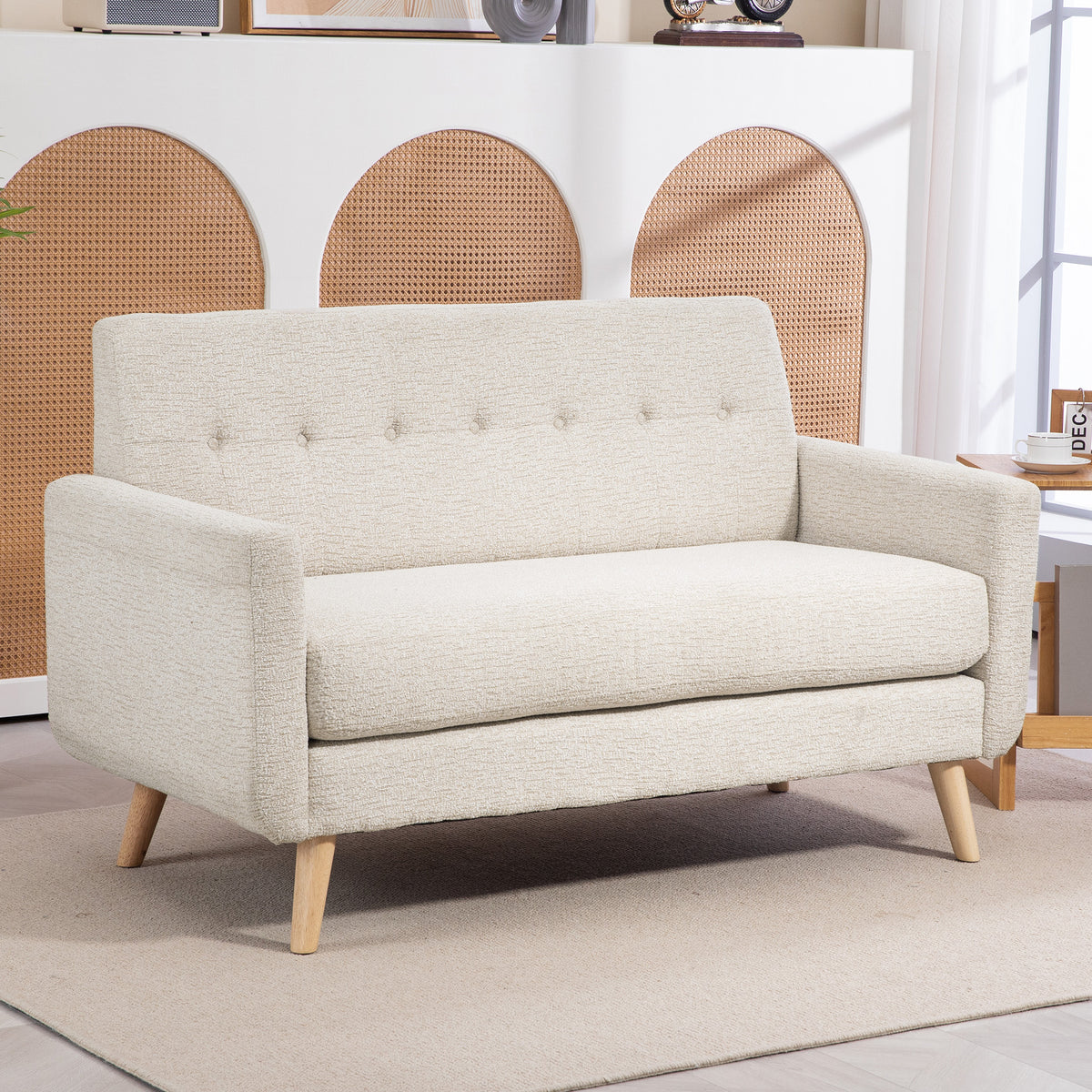 Two-seater sofa, comfortable, 134x71x82 cm, beige (2)