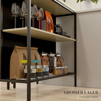 Bar set, 2 bar stools & 1 bar table, stain-resistant, stable, steel frame, black/oak (5)