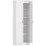Pantry cabinet 175 cm with storage space, kitchen cabinet with soft-close doors and adjustable shelves, white