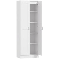 Pantry cabinet 175 cm with storage space, kitchen cabinet with soft-close doors and adjustable shelves, white