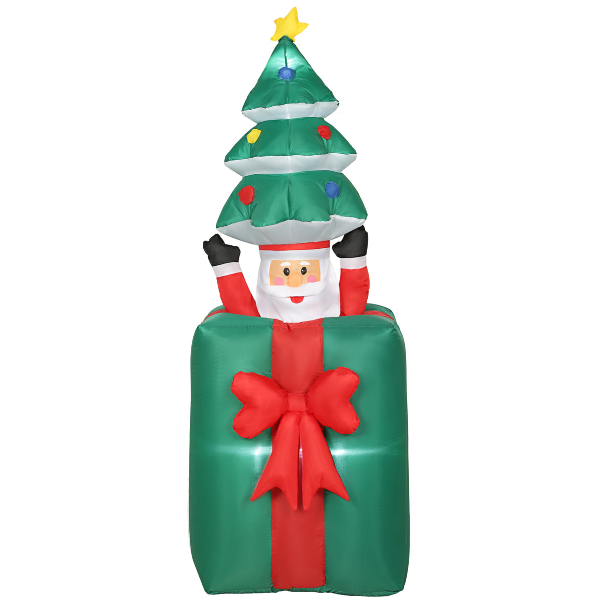 Inflatable Christmas decoration with LED lights, polyester, for indoor and outdoor use, red+green