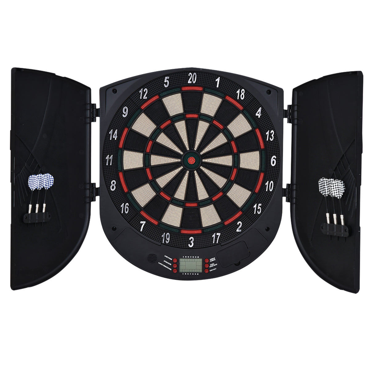 Electronic dartboard, battery-operated dartboard with English voice prompts, LED displays, 6 darts, 26 games