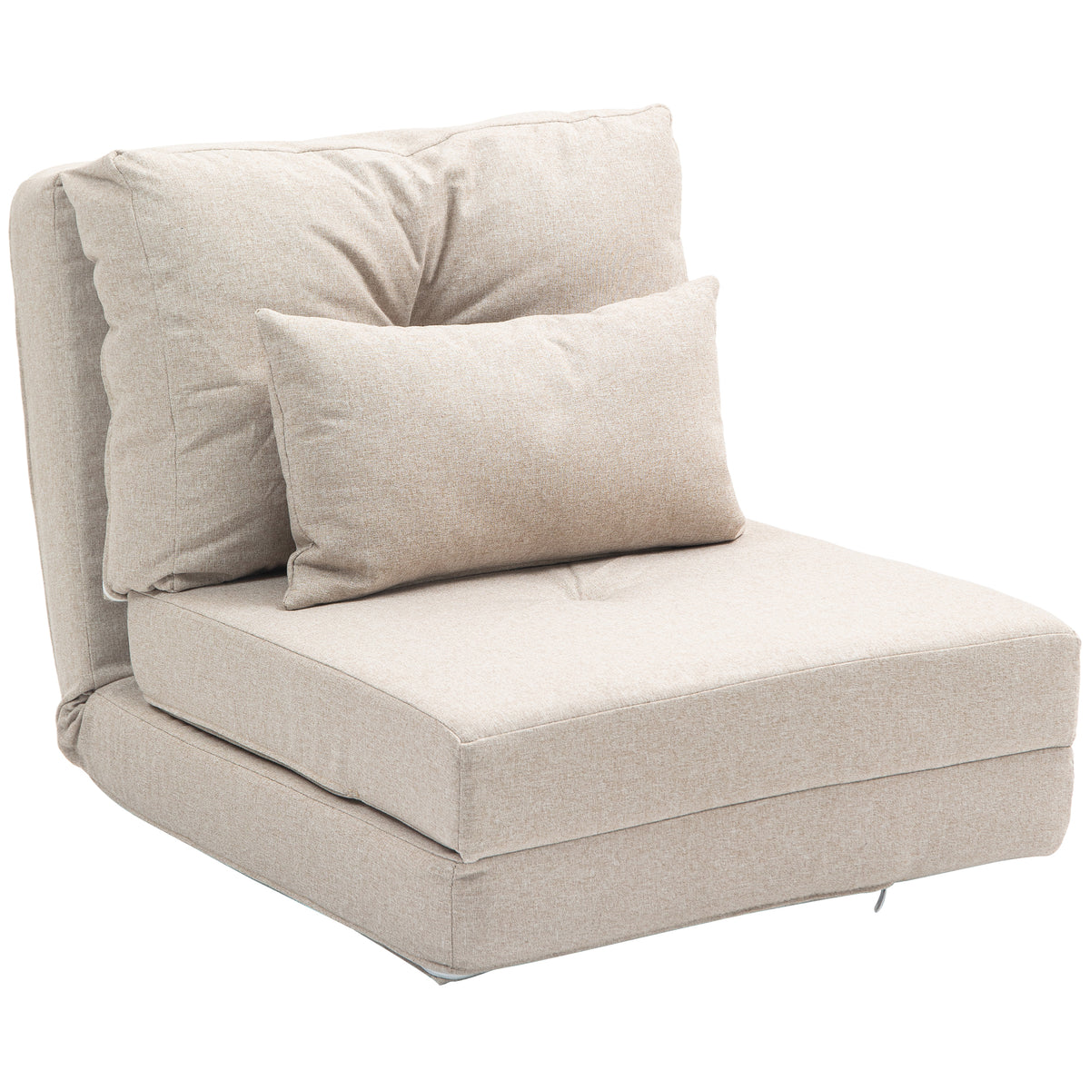 Floor chair folding mattress sleeping mat, 2-in-1 design, detachable pillow, 60 x 80 x 56 cm, beige